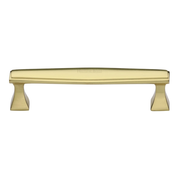 C0334 128-PB • 128 x 145 x 35mm • Polished Brass • Heritage Brass Art Deco Cabinet Pull Handle